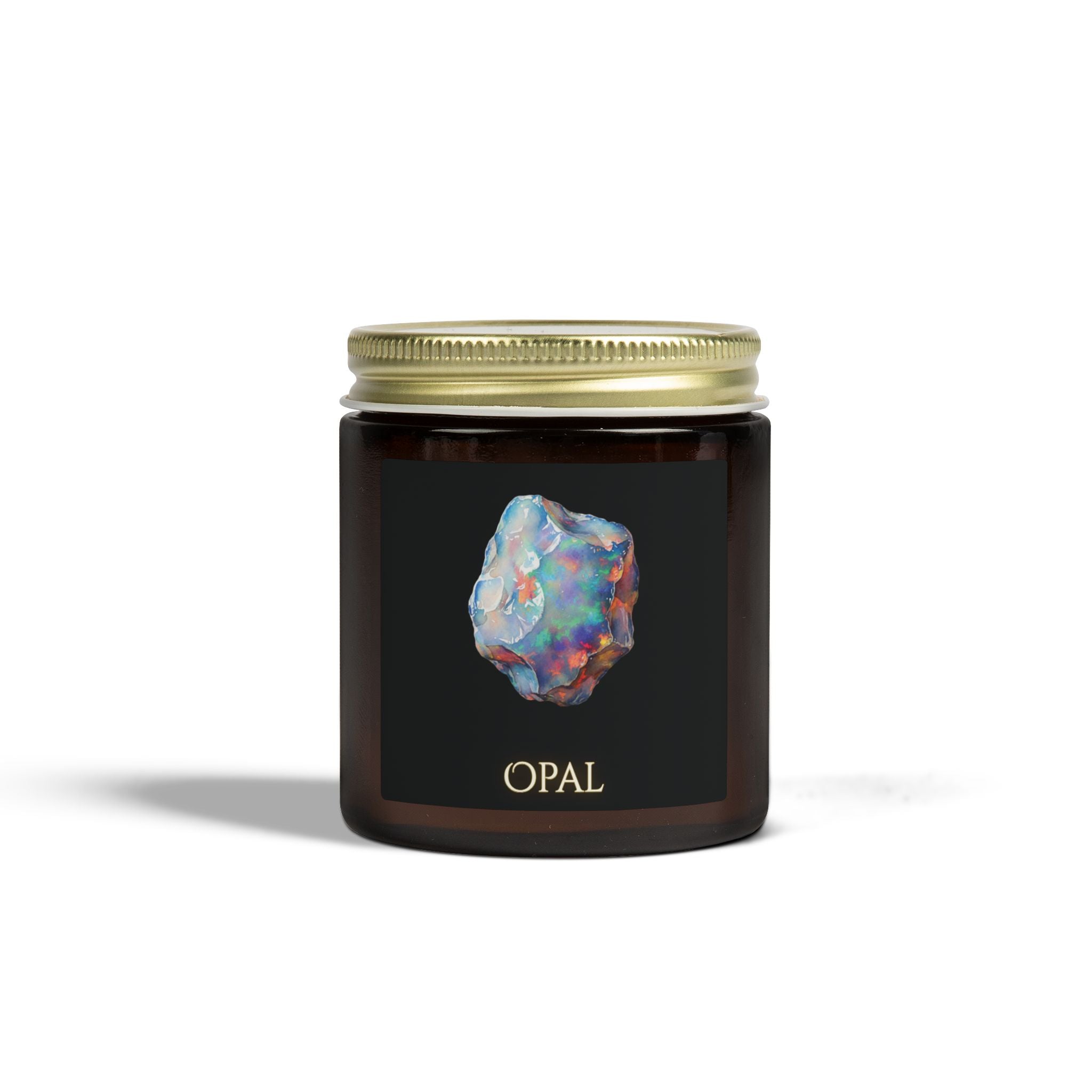 Custom Name Gemstone Coconut Apricot Candle<br>—  4oz Beachwood