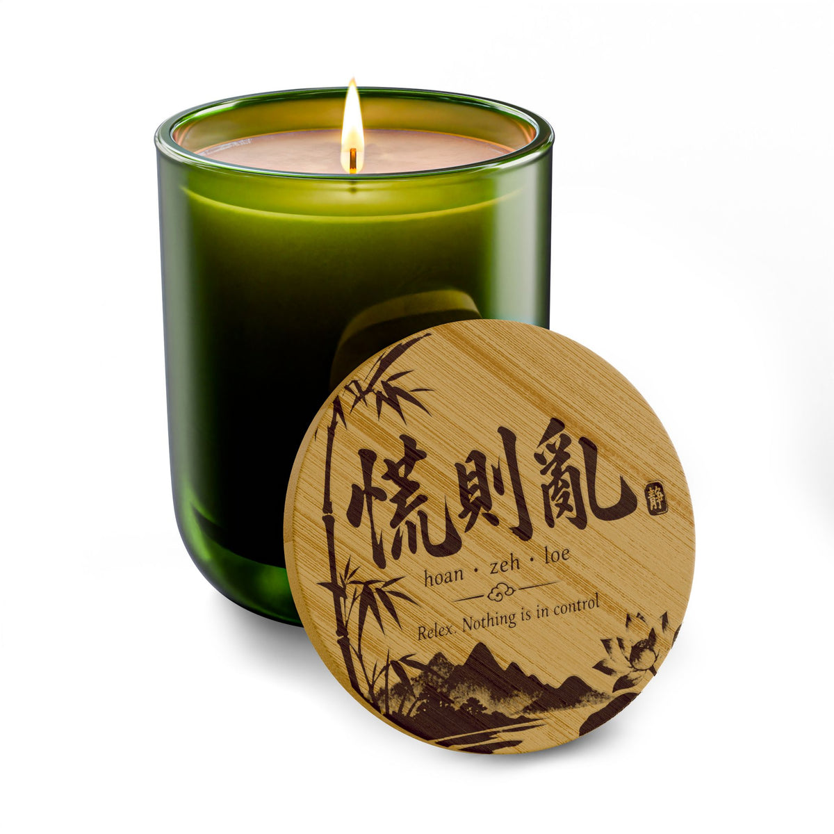 Don't Panic Shanghainese Calligraphy Engraved Bamboo-Lid Scented Soy Candle