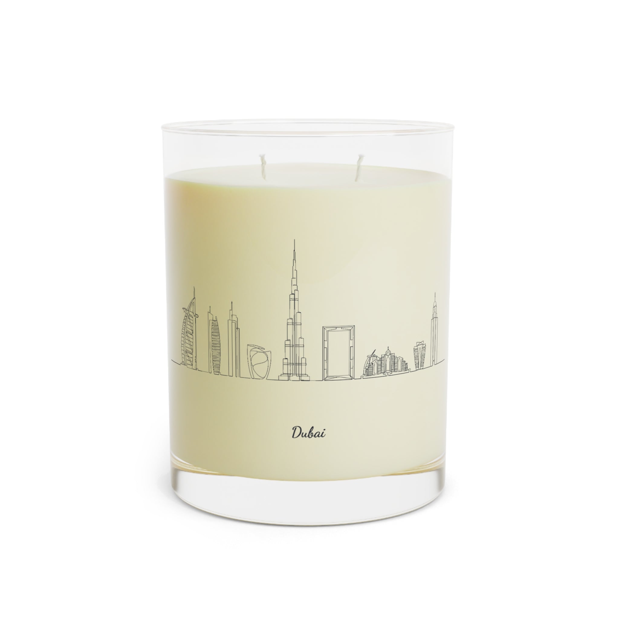Custom City Skyline Soy Candle<br>— 11oz White Tea & Fig