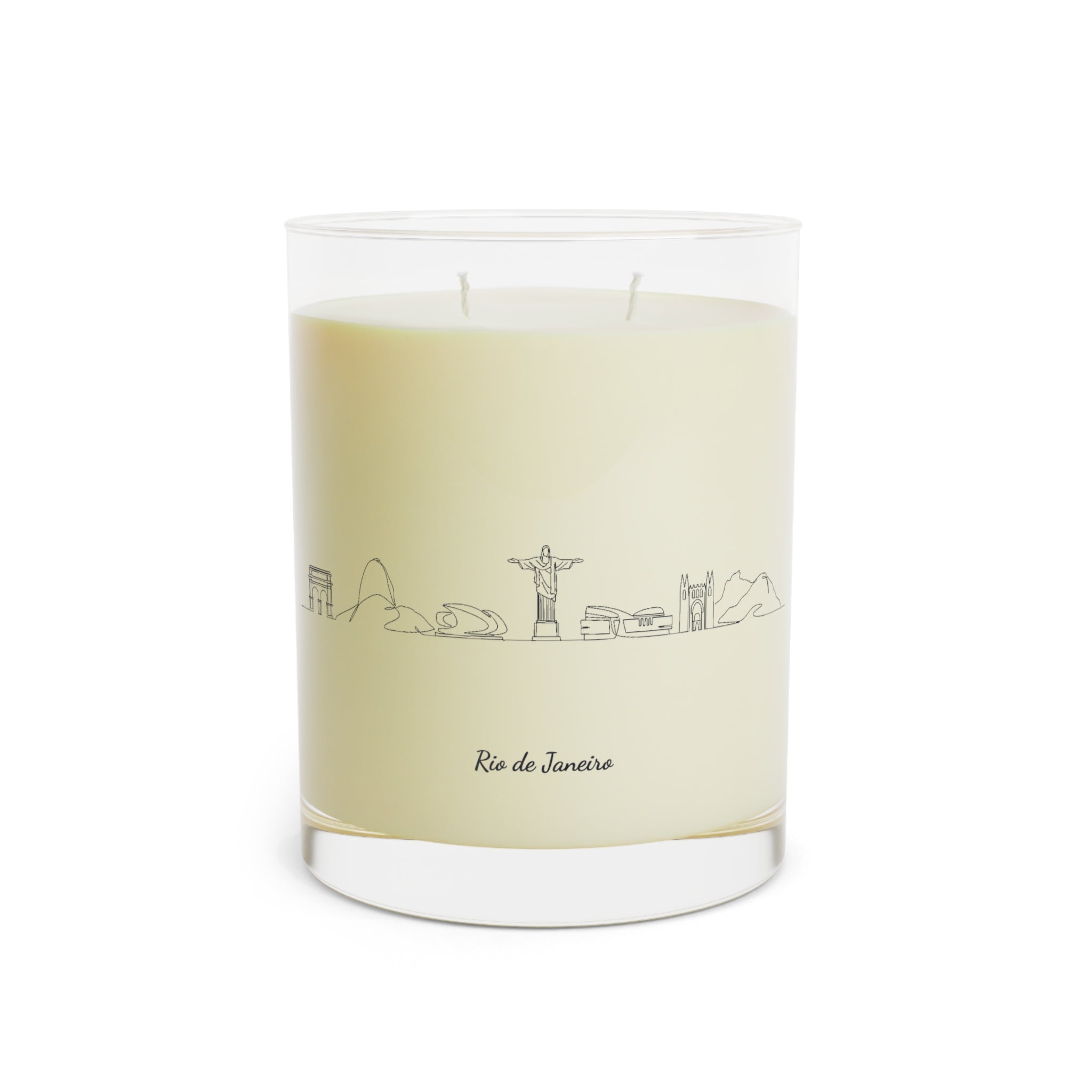 Custom City Skyline Soy Candle<br>— 11oz White Tea & Fig