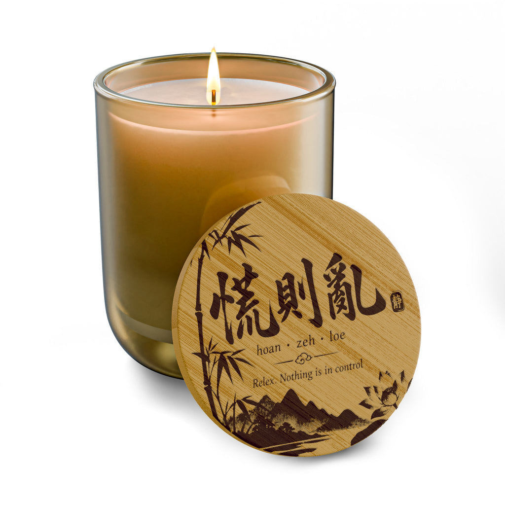 Don't Panic Shanghainese Calligraphy Engraved Bamboo-Lid Scented Soy Candle