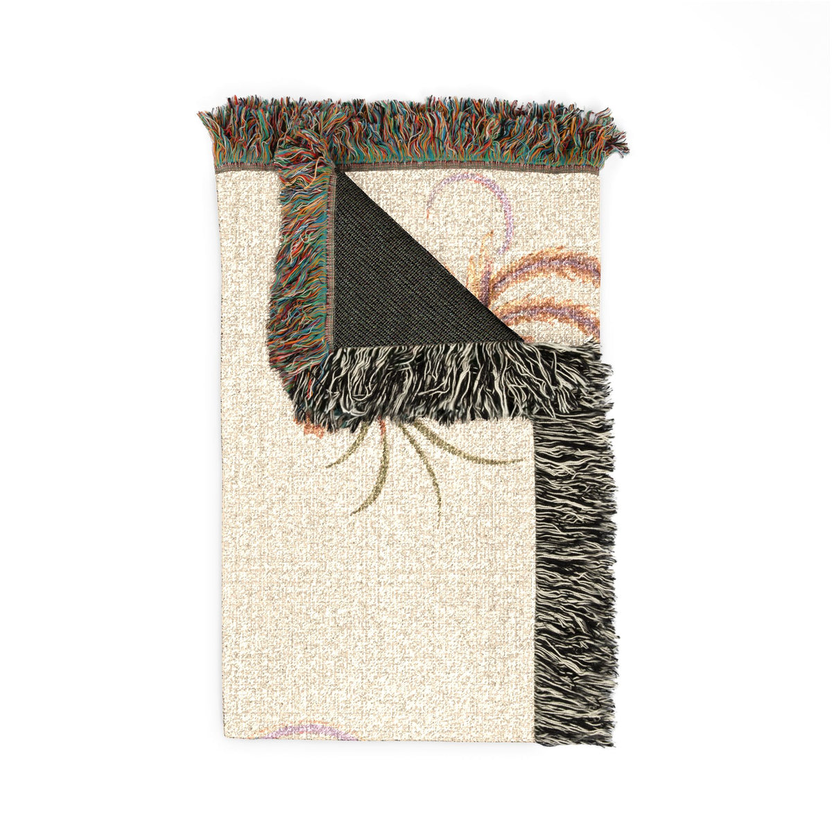Floral Woven Cotton Blanket with Fringe and Personalized Text