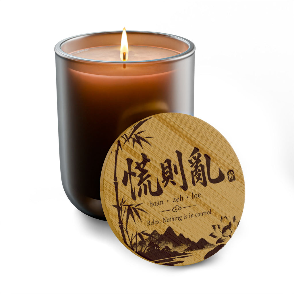 Don't Panic Shanghainese Calligraphy Engraved Bamboo-Lid Scented Soy Candle