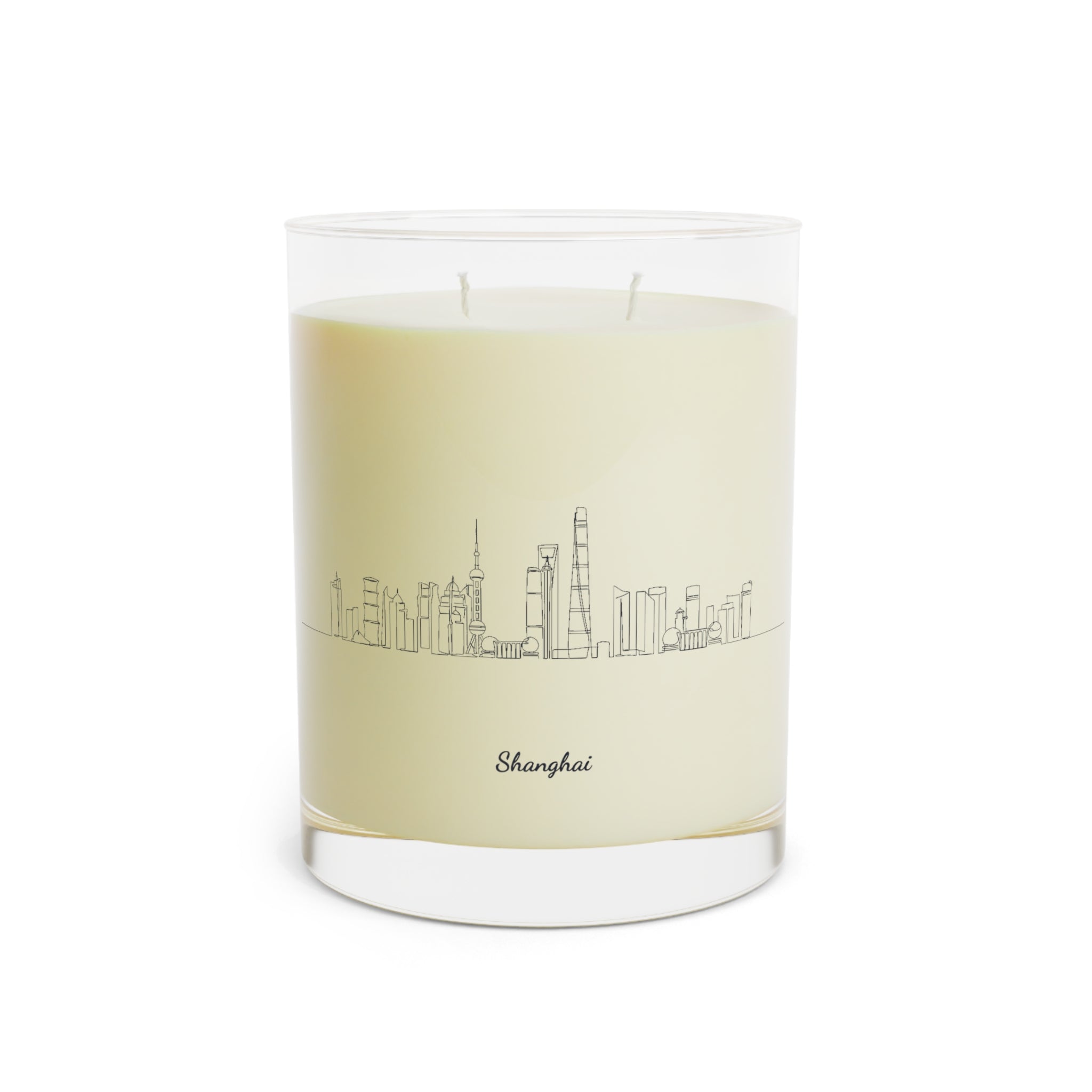 Custom City Skyline Soy Candle<br>— 11oz White Tea & Fig