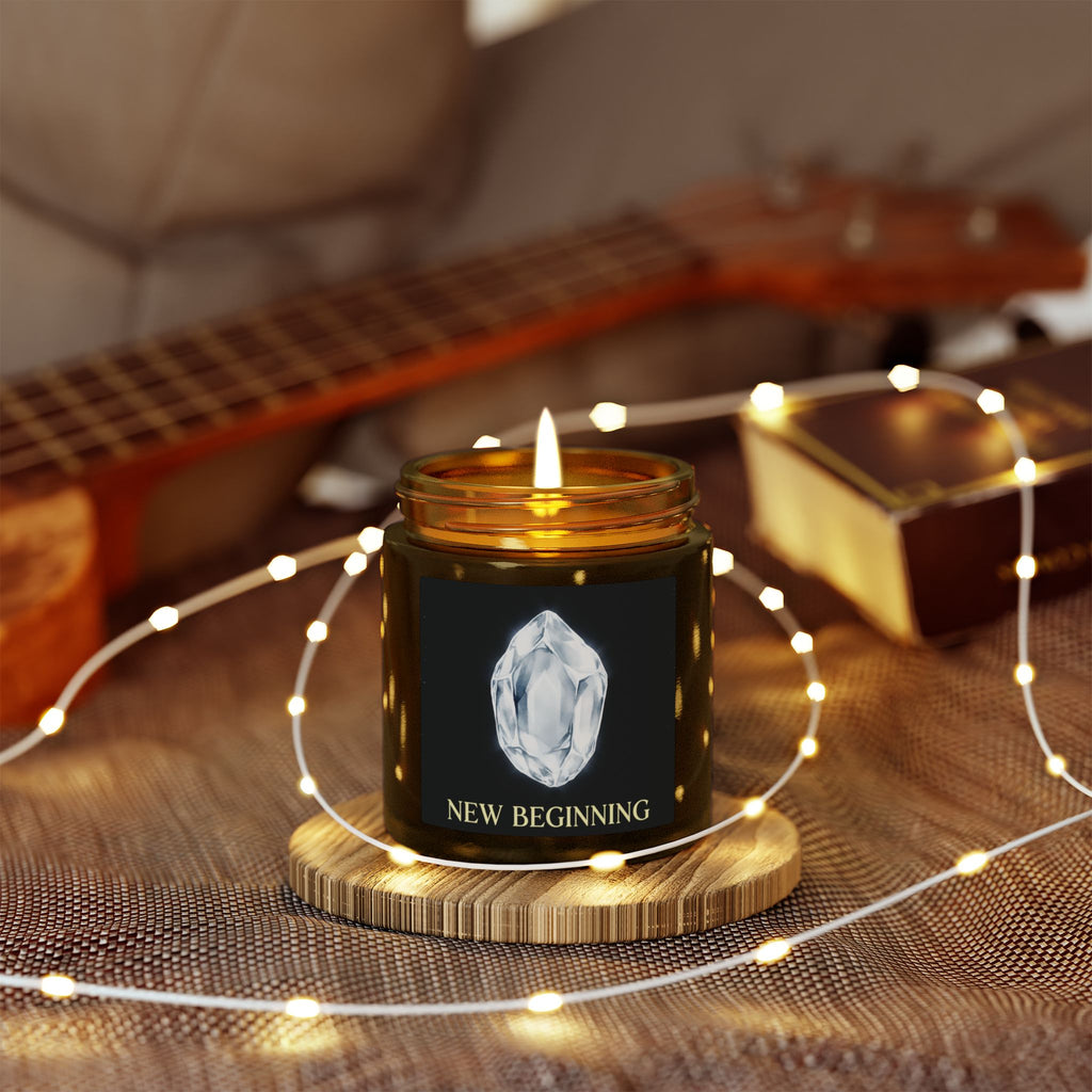Custom Gemstone Art Coconut Apricot Candle — 4oz