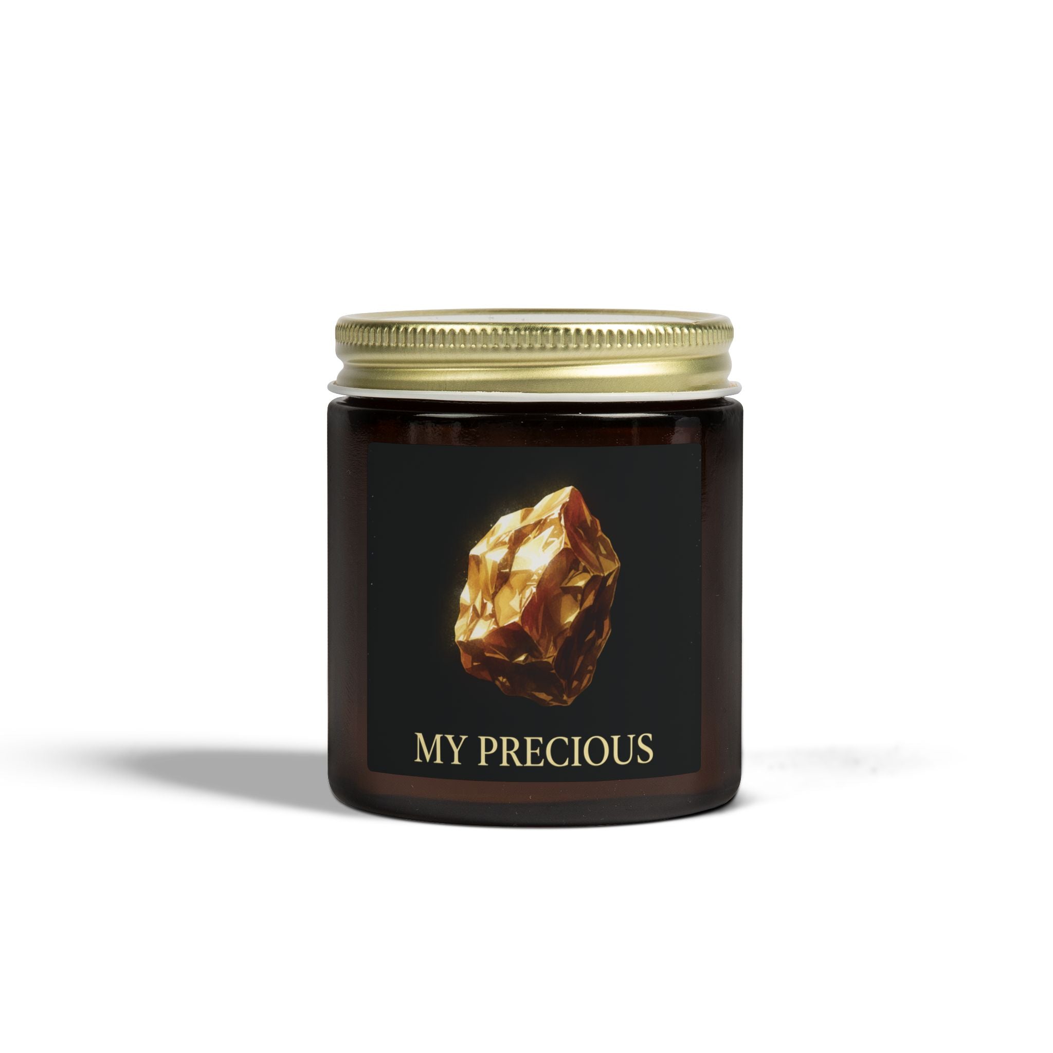 Custom Gemstone Art Coconut Apricot Candle — 4oz