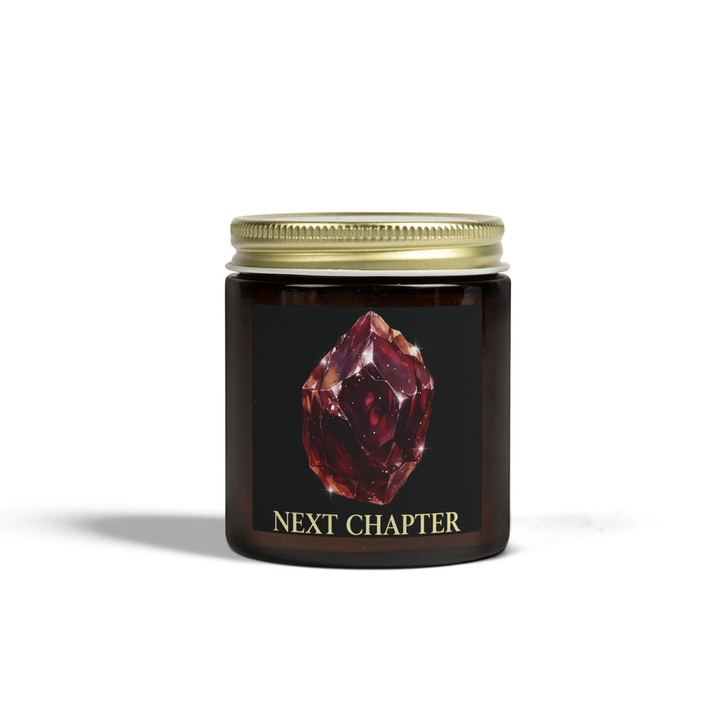 Custom Gemstone Art Coconut Apricot Candle — 4oz