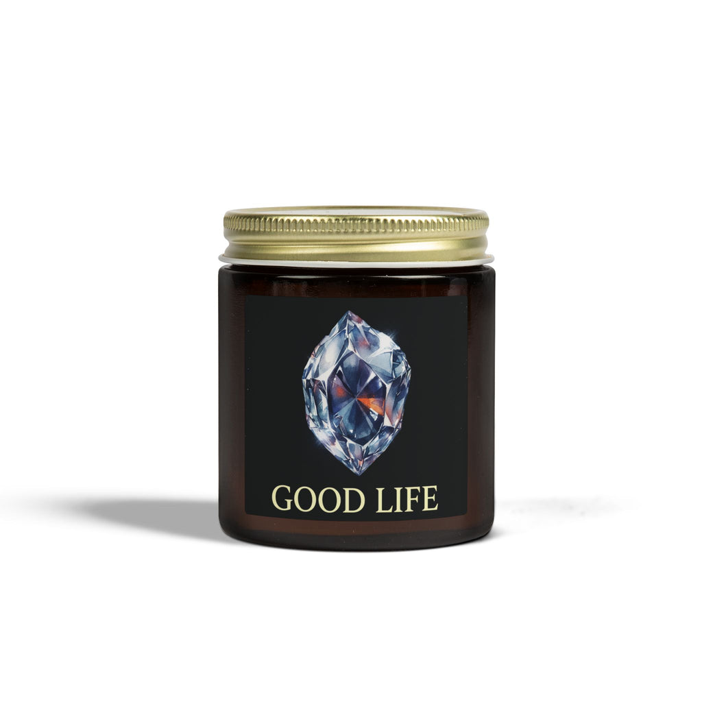 Custom Gemstone Art Coconut Apricot Candle — 4oz