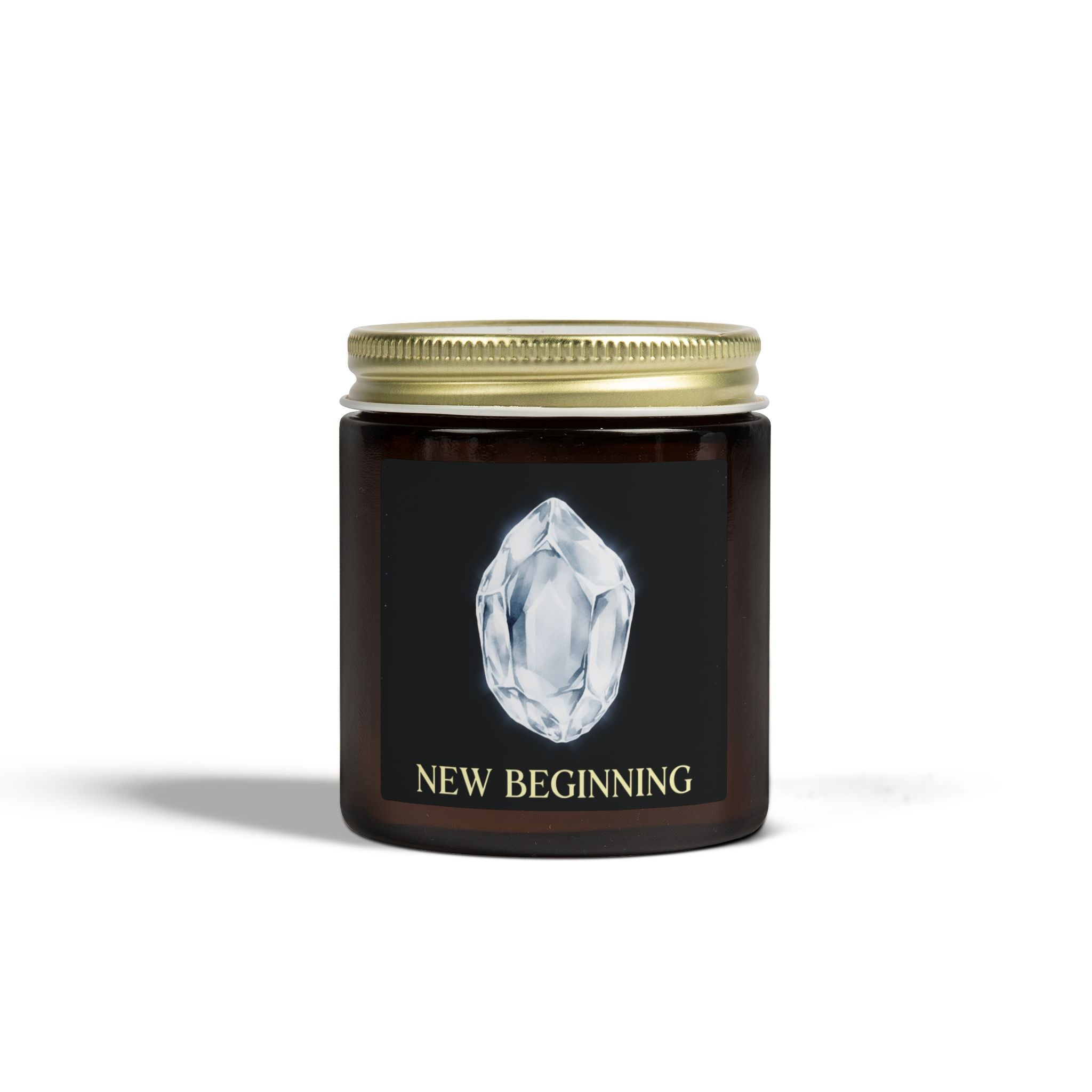 Custom Gemstone Art Coconut Apricot Candle — 4oz