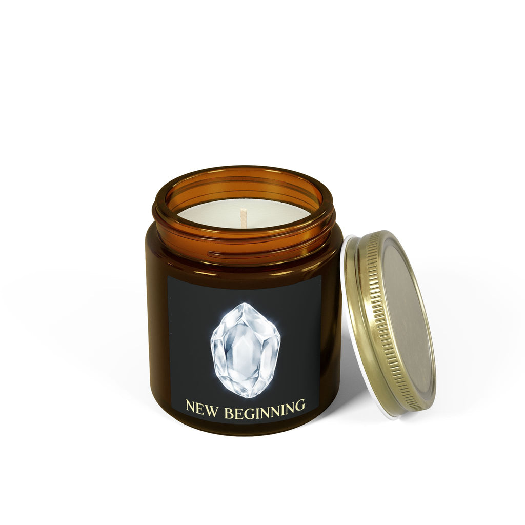 Custom Gemstone Art Coconut Apricot Candle — 4oz