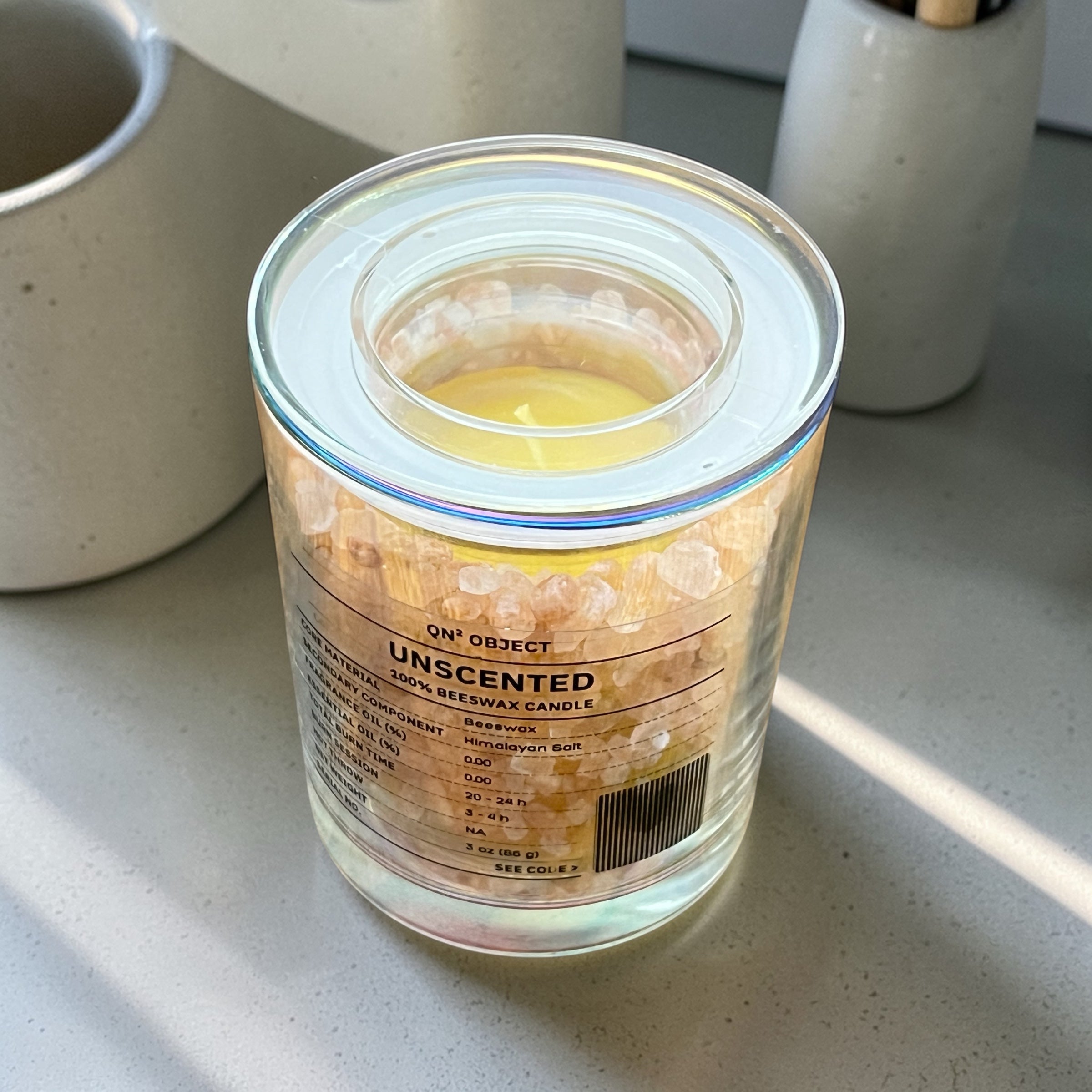 Clean Burn Beeswax Candle with Himalayan Salt
